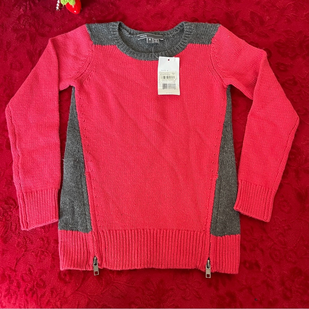 NWT Vince Girls' Side Zip Color Block Sweater Size 6